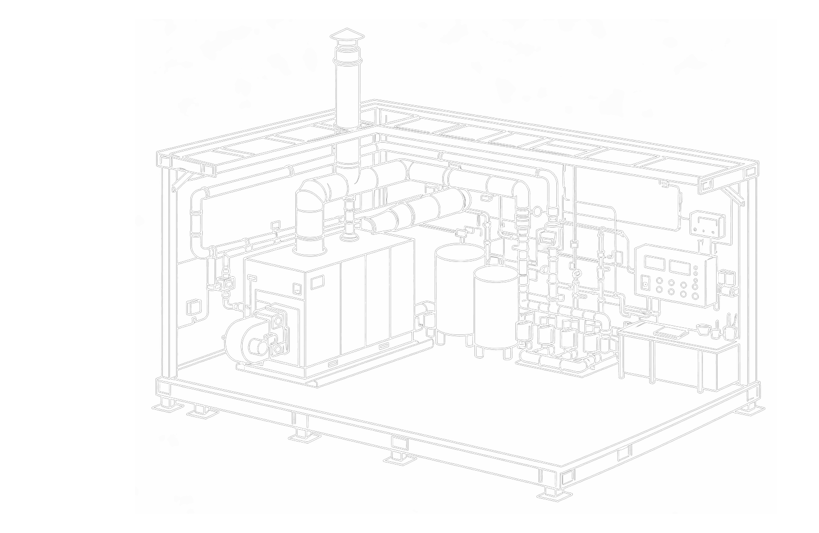 Блочно-модульная котельная в разрезе