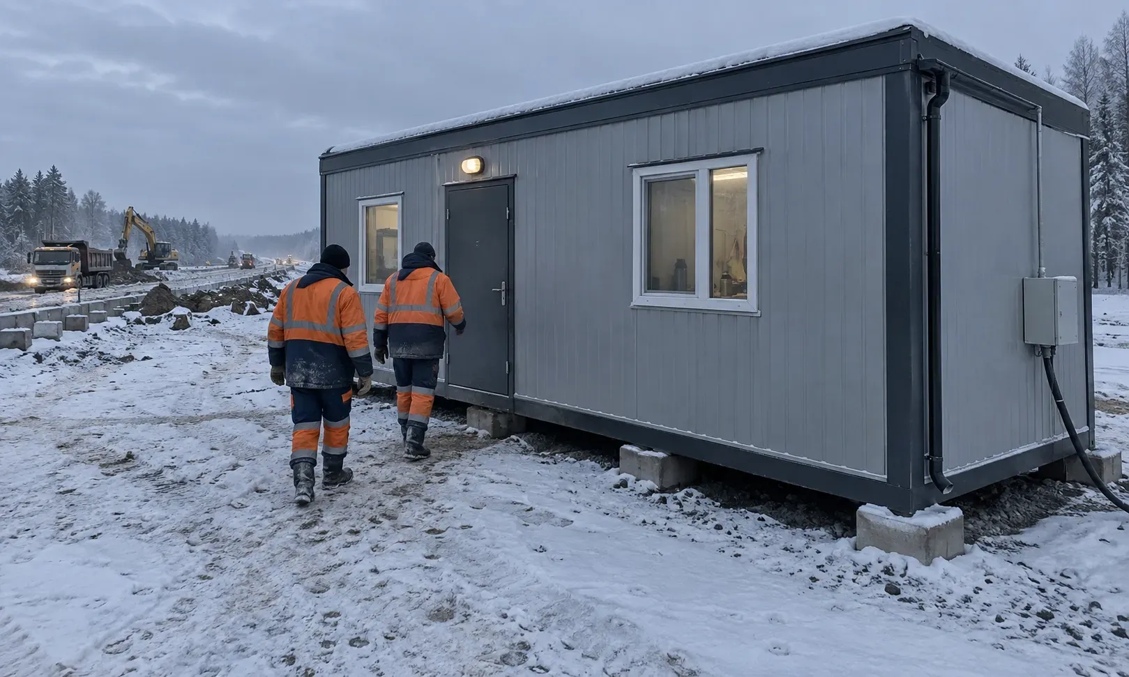 Модульный пункт обогрева на стройплощадке